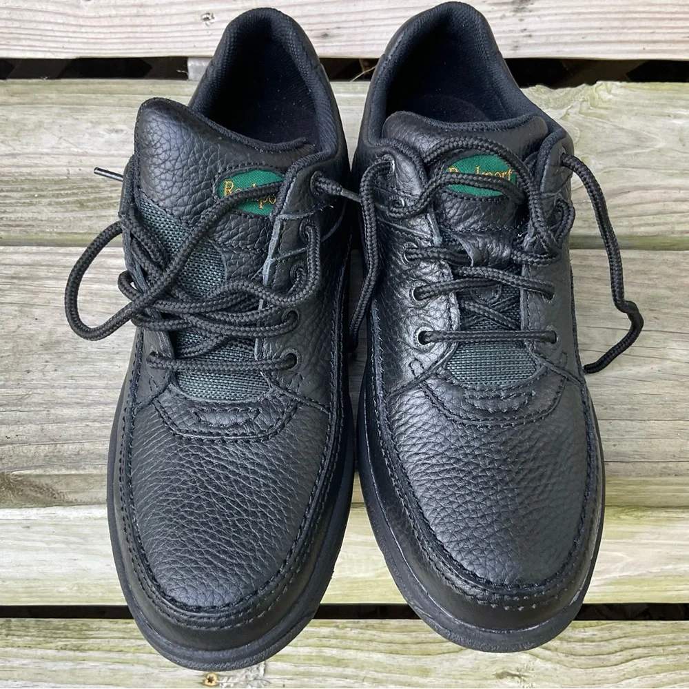 Rockport Leather Oxfords Black Size 10 World Tour Classic Lace Up Comfort Shoes